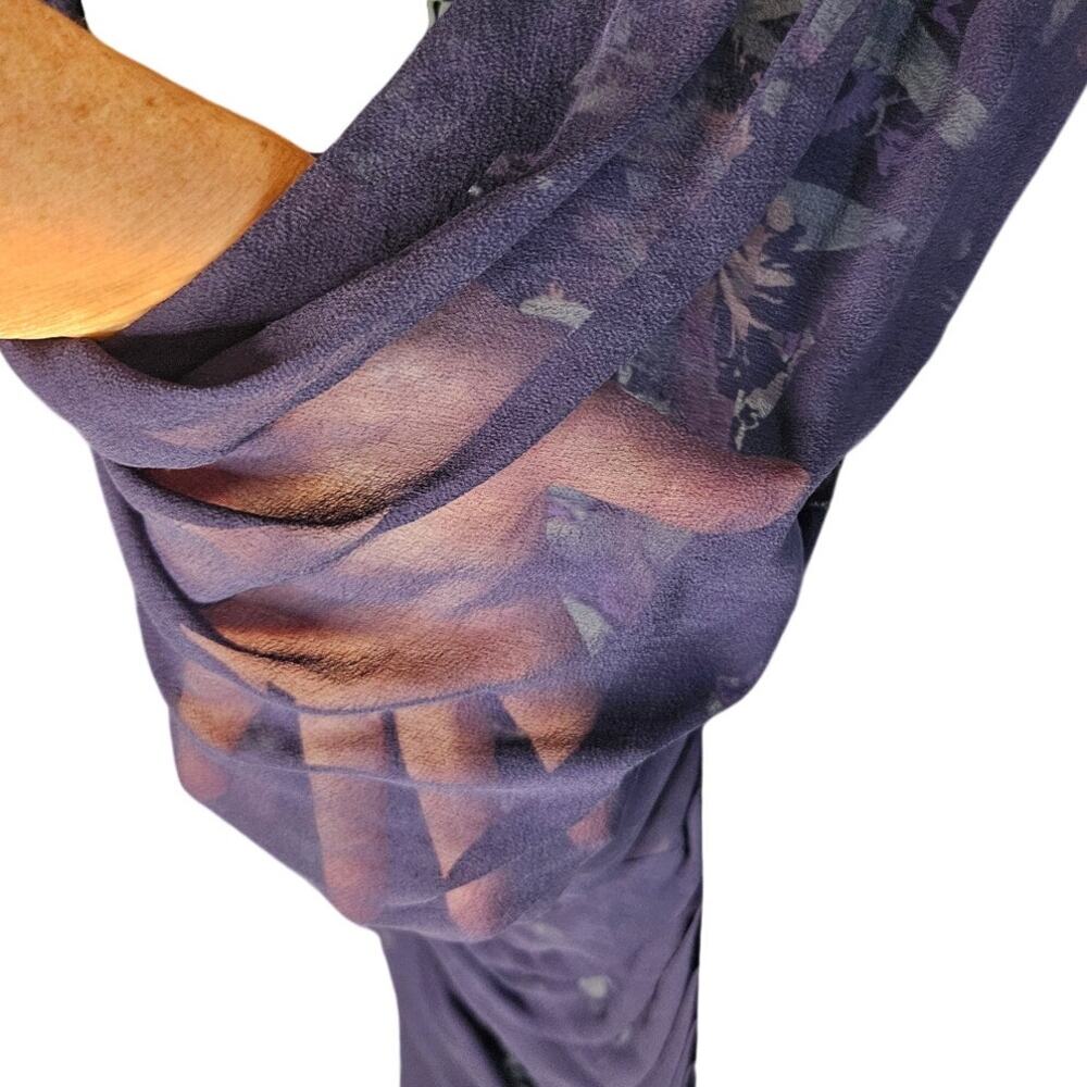 Zimmermann Navy Silk Shift Dress Sheer Overlay Floral Zip Back Sz 2 - Picture 8 of 11